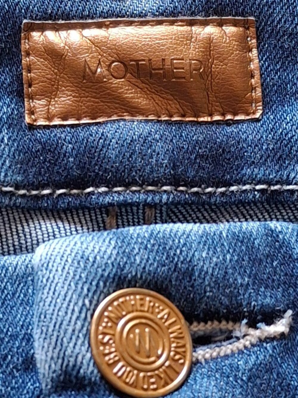 MOTHER High Waisted Looker Jeans 24 Medium Wash Blue USA - Picture 4 of 15